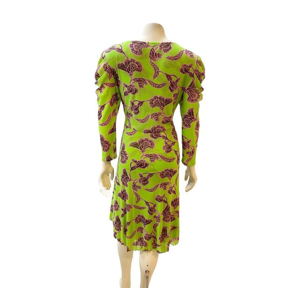Diane Von Furstemberg Mesh Dress Sun Prairie Soft Green Large - Picture 4 of 8